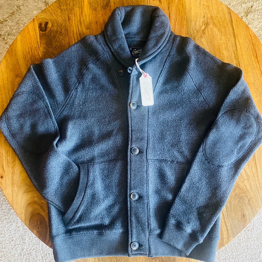 Men's Charcoal Shawl Collar Sweater